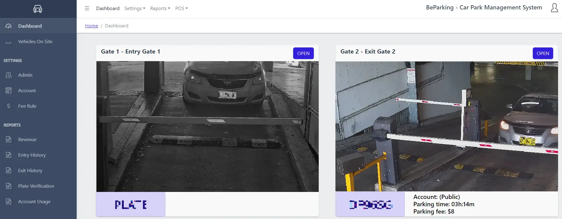 BeParking portal dashboard showing permit management